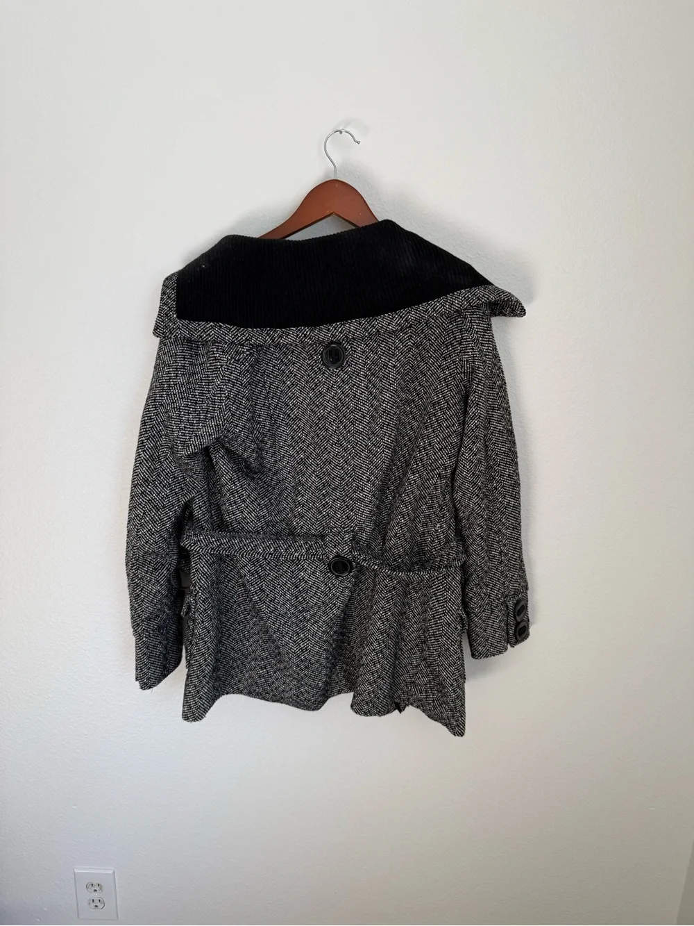 Paris Blues Black & Gray Tweed Hooded Pea Coat